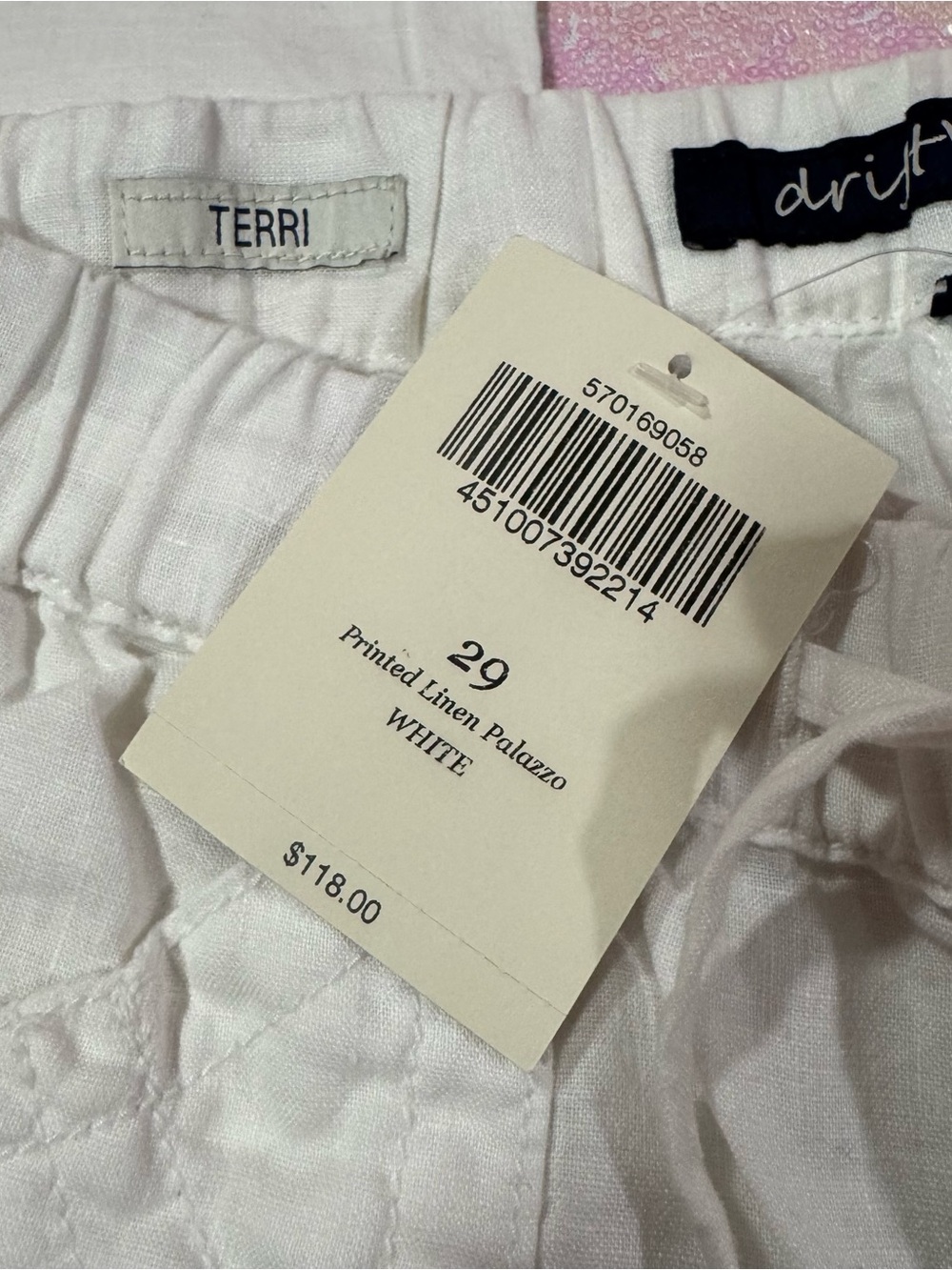 NWT ★ Driftwood White Linen Palazzo Pants with Blue Floral Print (29) ★彡 - Picture 4 of 11